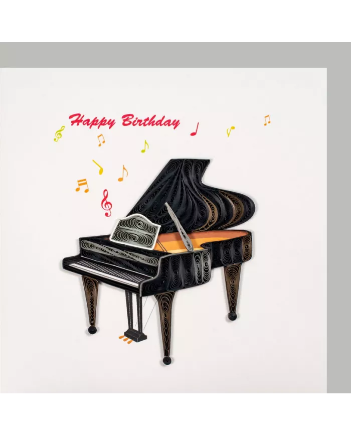 Carte "Quilling" Happy Birthday - Piano