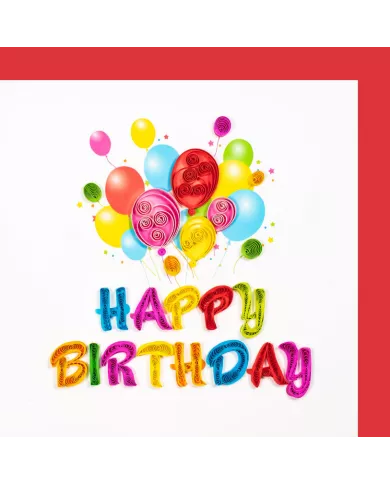 Carte "Quilling" Happy Birthday - Ballons
