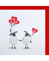 Carte "Quilling" Moutons des coeurs L.O.V.E