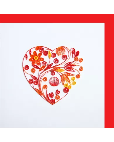 Carte "Quilling" Coeur rouge