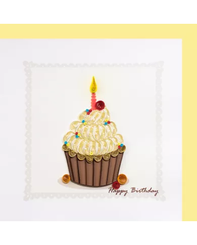 Carte "Quilling" Happy Birthday - Cupcake