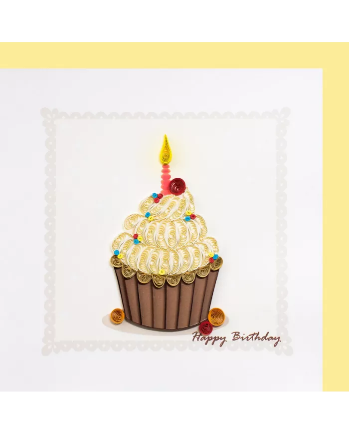 Carte "Quilling" Happy Birthday - Cupcake