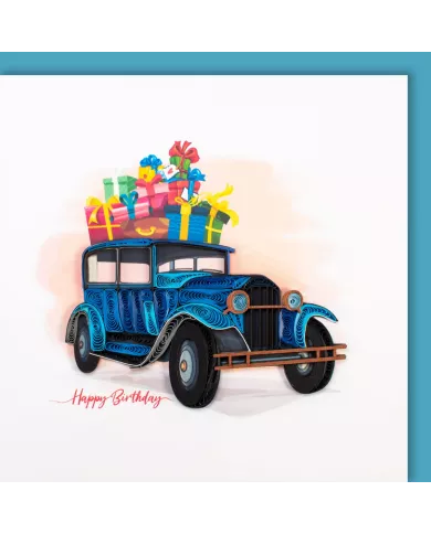 Carte "Quilling" Happy Birthday - Voiture