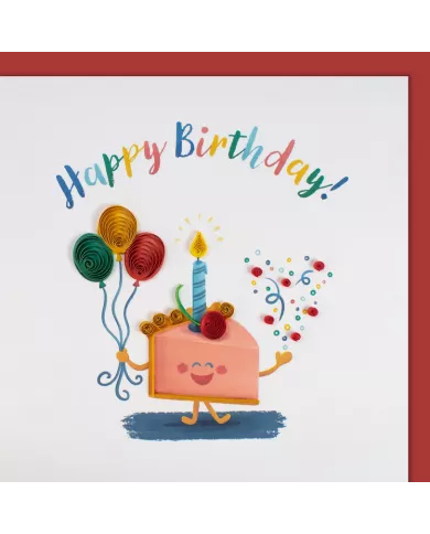 Carte "Quilling" Happy Birthday - Gâteau