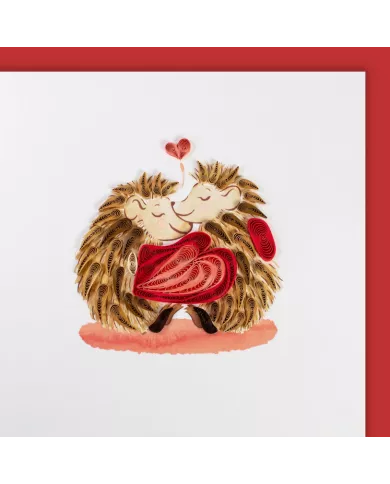 Carte "Quilling" Deux hérissons