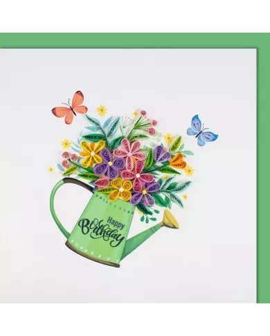 Carte "Quilling" Happy Birthday - Bouquet de fleurs