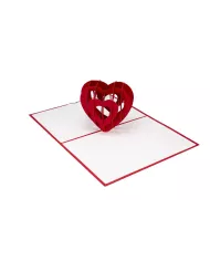 Carte "3D" Coeur rouge