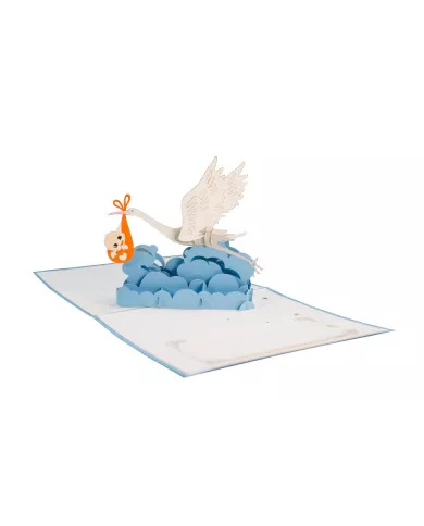 Carte "3D" cigogne fille ou garçon