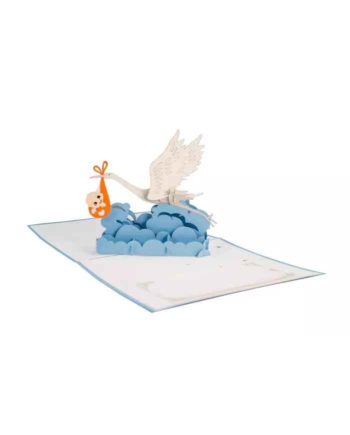 Carte "3D" cigogne fille ou garçon