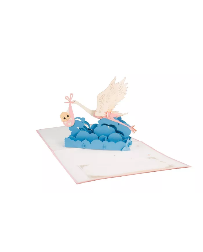 Carte "3D" cigogne fille ou garçon