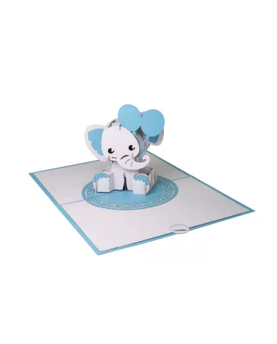 Carte "3D" éléphant bleu ou rose