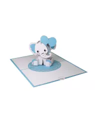 Carte "3D" éléphant bleu ou rose