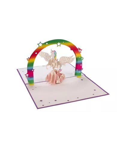 Carte "3D" Licorne rose