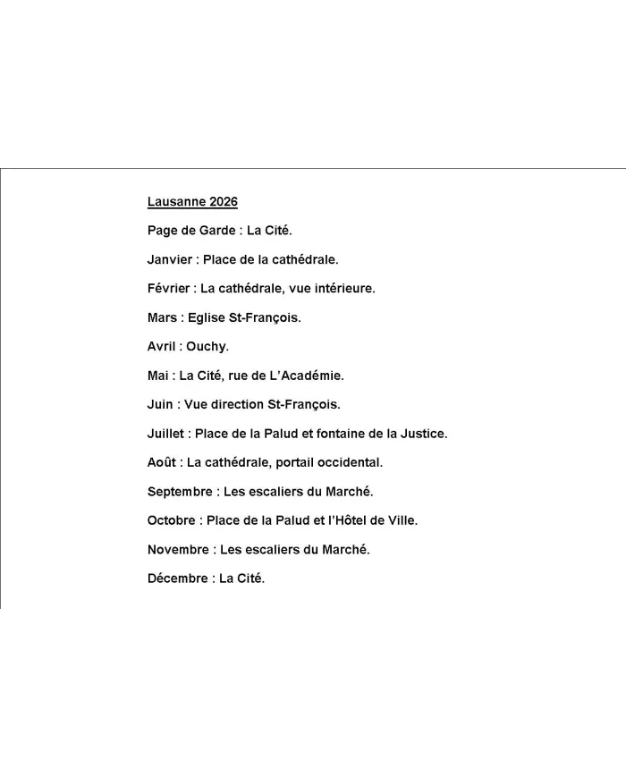 Calendrier de table "Lausanne" 2026