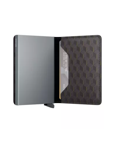 Secrid - Porte-cartes de crédit en cuir Slim Optical Grey-Yellow