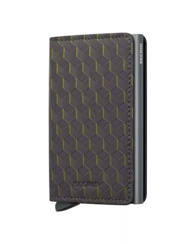 Secrid - Porte-cartes de crédit en cuir Slim Optical Grey-Yellow