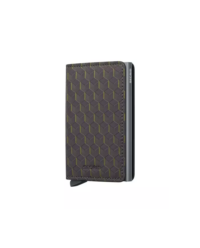 Secrid - Porte-cartes de crédit en cuir Slim Optical Grey-Yellow