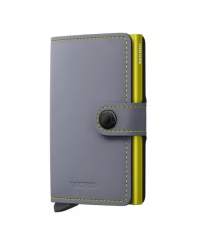 Secrid - Porte-cartes de crédit en cuir matte Grey-Lime
