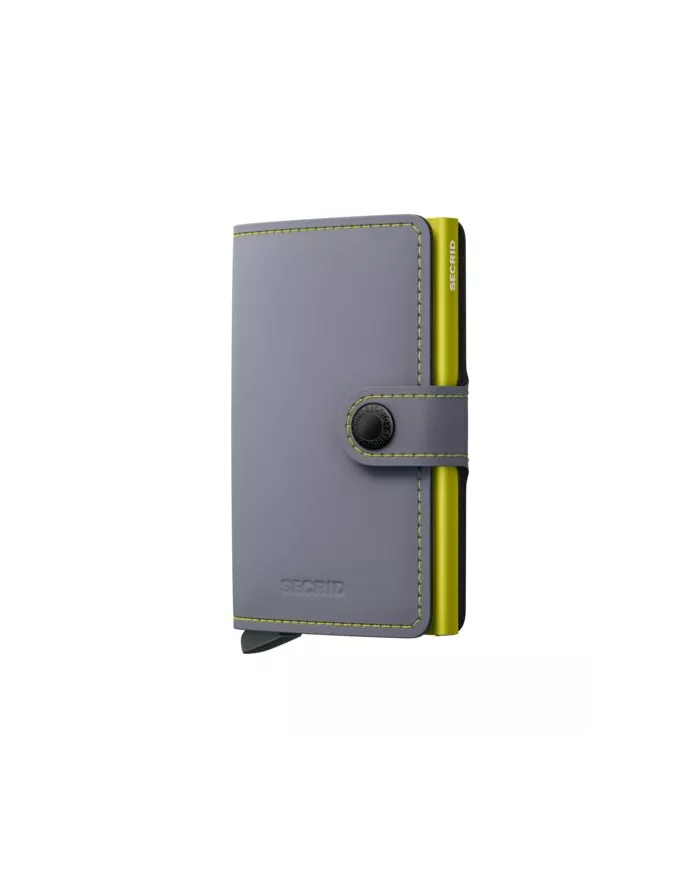 Secrid - Porte-cartes de crédit en cuir matte Grey-Lime