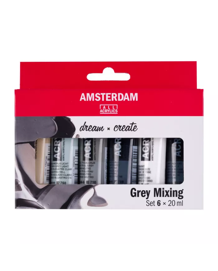 Set Amsterdam acrylique Déclinaisons de GRIS 6x20ml Set Amsterdam acrylique Déclinaisons de GRIS 6x20ml