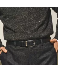 Ceinture réversible à boucle fer à cheval de 30 mm en cuir noir/noir