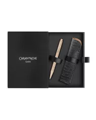 SET Stylo-bille Ecridor Damier doré rose