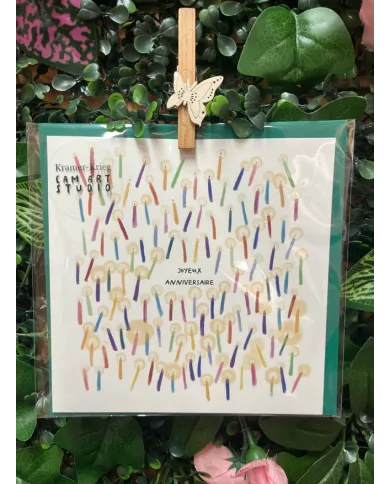 Carte Carrée - Bougie - Joyeux Anniversaire