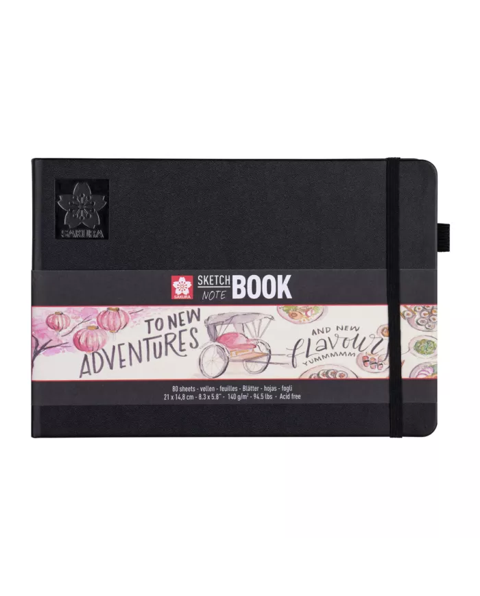 Sakura Carnet à croquis/notes - feuilles noires