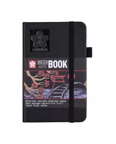 Sakura Carnet à croquis/notes - feuilles noires