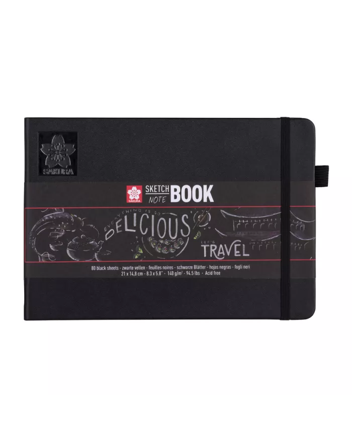 Sakura Carnet à croquis/notes - feuilles noires