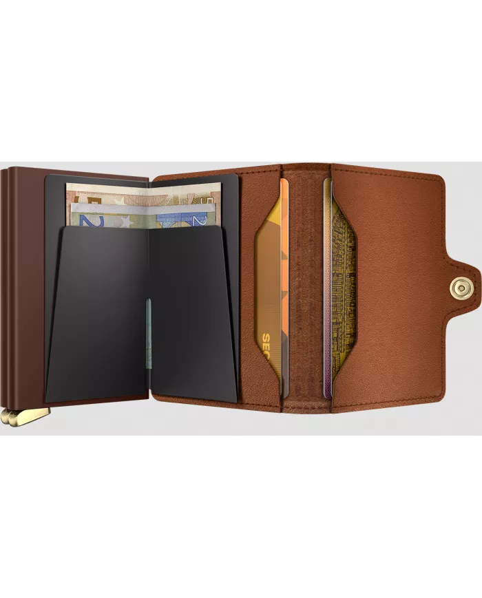 Secrid Porte-cartes de crédit en cuir Emboss Lines Premium+ Cognac