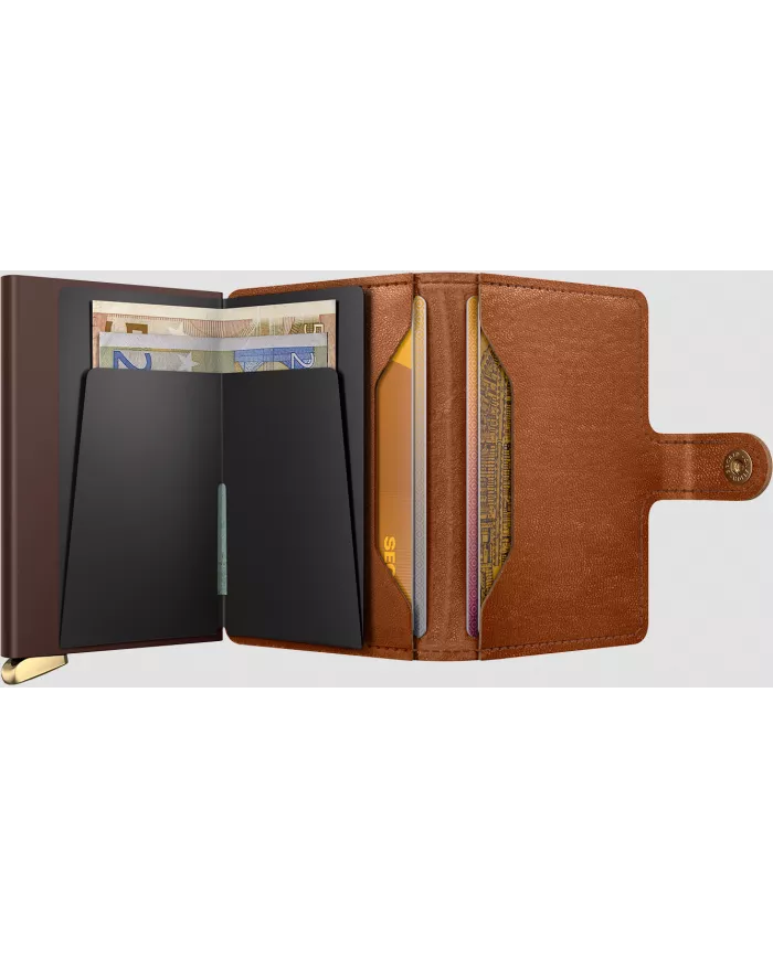 Secrid - Porte-cartes de crédit en cuir EMBOSS LINES cognac