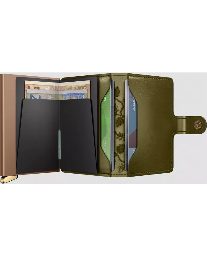 Secrid - Porte-cartes de crédit en cuir Stitch Floral Olive+