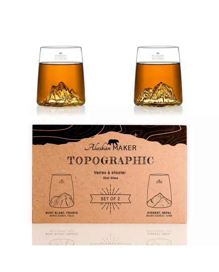 Set de 2 shooters Everest/Mont Blanc TOPOGRAPHIC