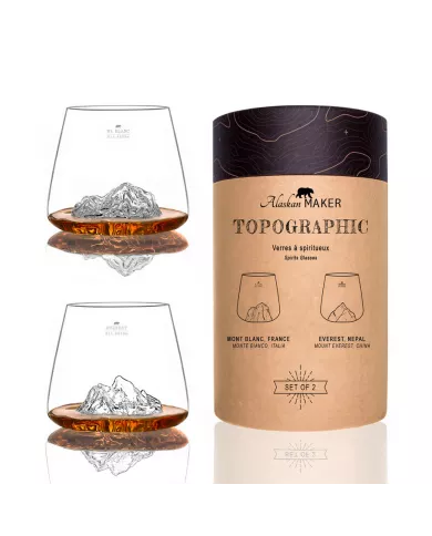 Set de 2 verres Everest & Mont Blanc TOPOGRAPHIC