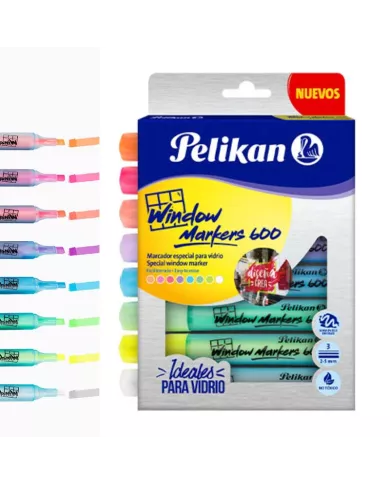 Set de 8 feutres Pelikan pour fenêtre - pointe biseau