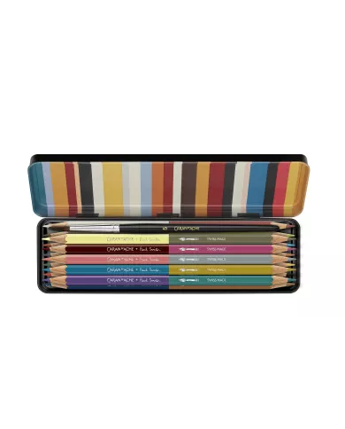 Set 12 Crayons de Couleur Bicolor & 1 Pinceau Caran d'Ache + Paul Smith