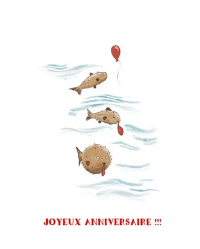 Carte A6 - Poissons - Joyeux Anniversaire