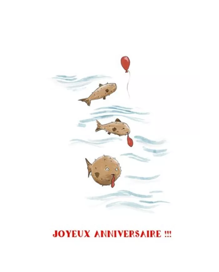 Carte A6 - Poissons - Joyeux Anniversaire