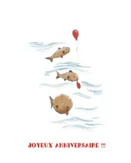 Carte A6 - Poissons - Joyeux Anniversaire
