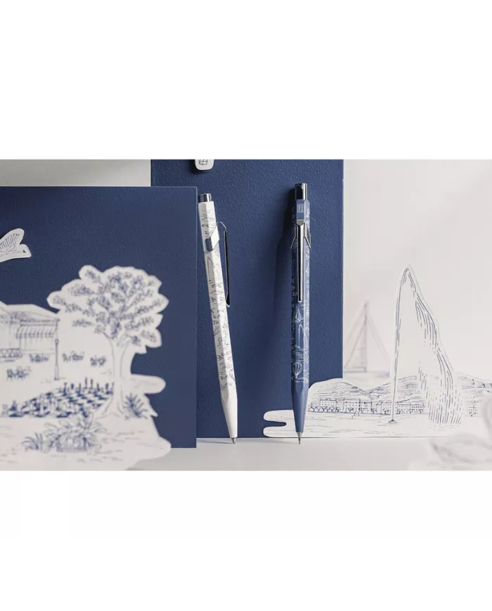 Set Stylo Bille & Porte-Mine 849™ Toile de Jouy Blanc & Bleu