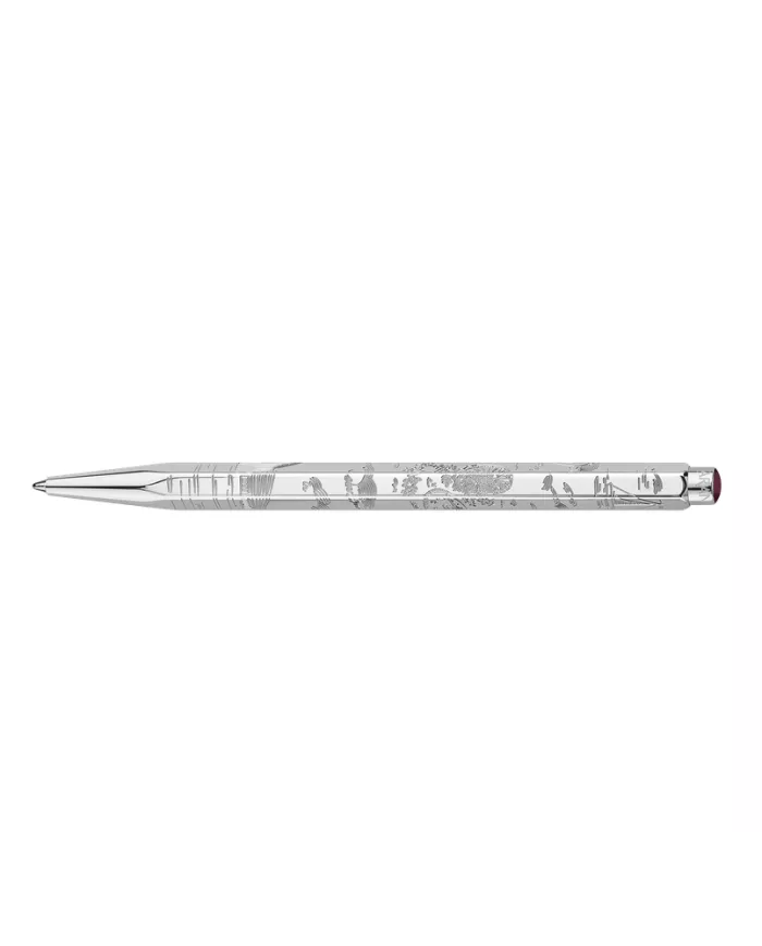 Set Stylo Bille Ecridor™ Toile de Jouy & Étui en Cuir Bordeaux