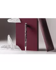 Set Stylo Bille Ecridor™ Toile de Jouy & Étui en Cuir Bordeaux