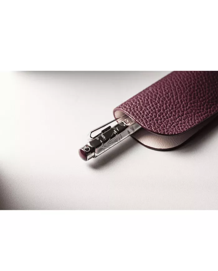 Set Stylo Bille Ecridor™ Toile de Jouy & Étui en Cuir Bordeaux