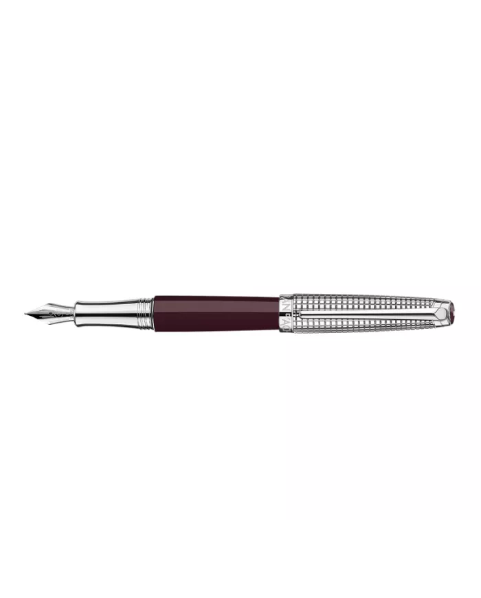 Set Stylo Plume Léman™ Toile de Jouy & Étui en Cuir Bordeaux