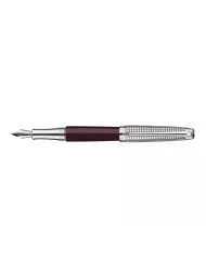 Set Stylo Plume Léman™ Toile de Jouy & Étui en Cuir Bordeaux