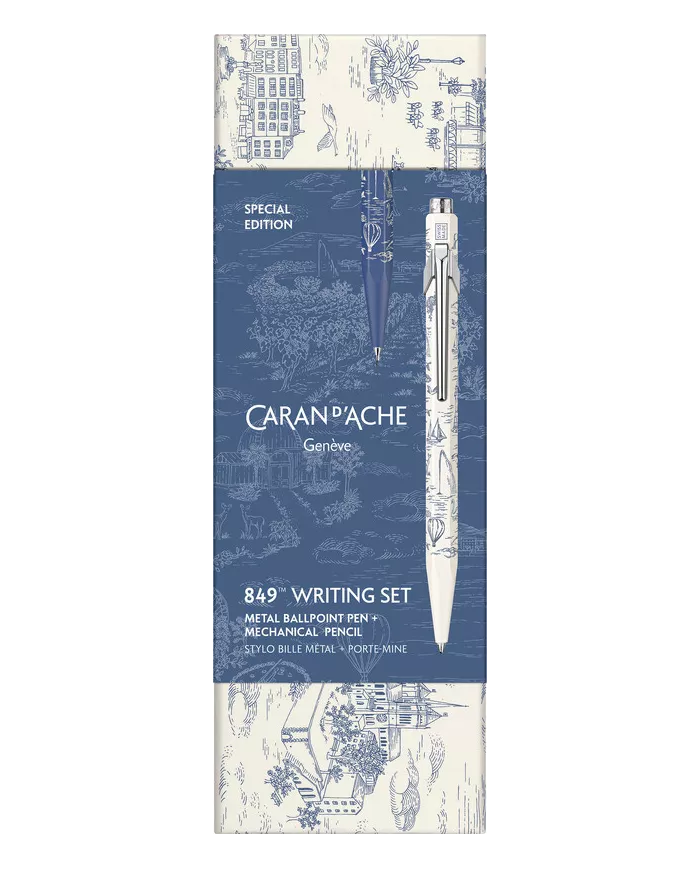 Set Stylo Bille & Porte-Mine 849™ Toile de Jouy Blanc & Bleu