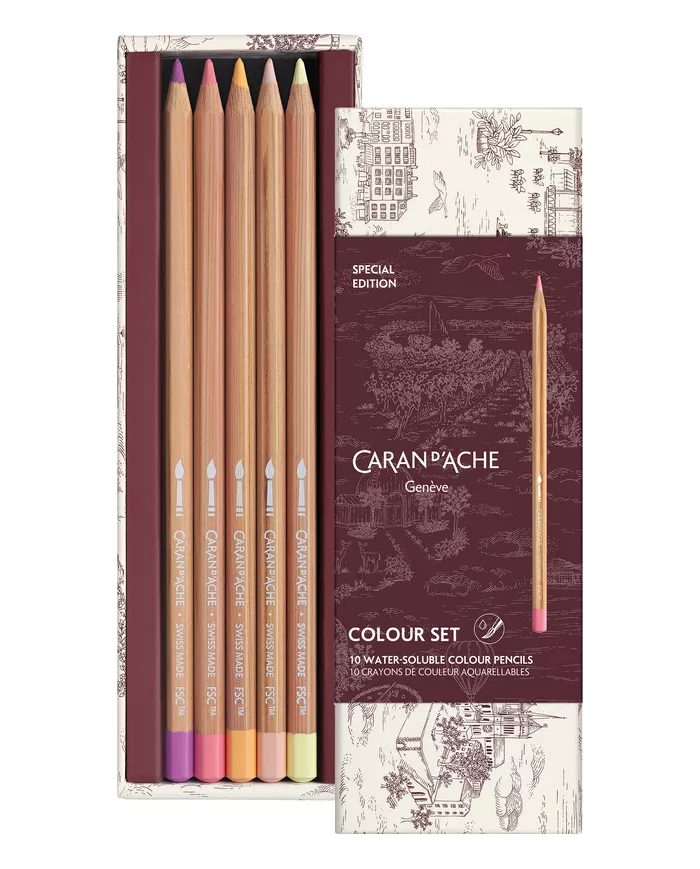 Set 10 Crayons de Couleur Toile de Jouy