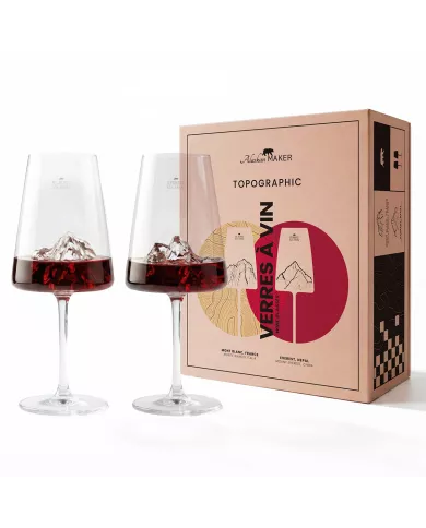 Set de 2 verres à vin Everest & Mont Blanc TOPOGRAPHIC