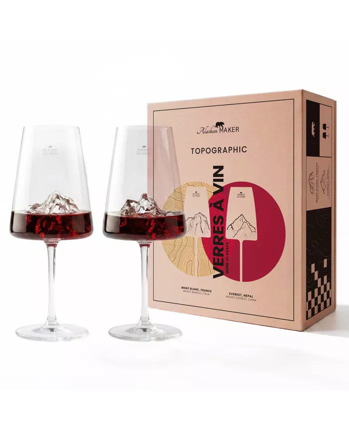 Set de 2 verres à vin Everest & Mont Blanc TOPOGRAPHIC